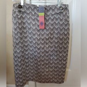 Tory Burch Women's Tweed Herringbone Pencil Skirt -Coc/Ivory